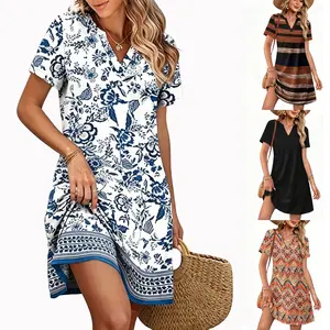 Summer Dresses for Women Casual V Neck Wedding Guest Dress - Midi Dress Fashion Beach Vacation Clothes