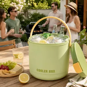 2.6L / 2.7QT Dual-Wall Insulated Ice Bucket with Silicone Lid, Spoon & 40-Cube Double-Layer Ice Tray, Keep Ice Frozen Longer, Ideal for Outdoor Events, Parties & Cocktail Bars(Green)