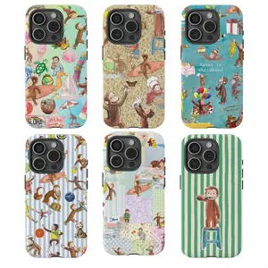 Curious George Nostalgia Phone Case Set, ALOHA Beach Vintage Childhood Toys Patchwork Stripes Stool Vibes, fashion vibes playful cozy collector gift play now, iPhone 17 16 15 14 13 12 Pro Max Plus,  Galaxy S25 S24 S23 S22 Ultra