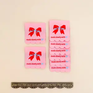 Pink Made Slowly with Love Woven Quilt Labels Minki Kim #010