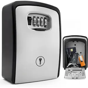 (R) Key  Box XXL Wall Mount -  Outdoor Key Safe with Heavy-Duty Metal  & 4-Digit Combination -  Box for  Outside for , Rentals & Realtors  (Grey, XXL)