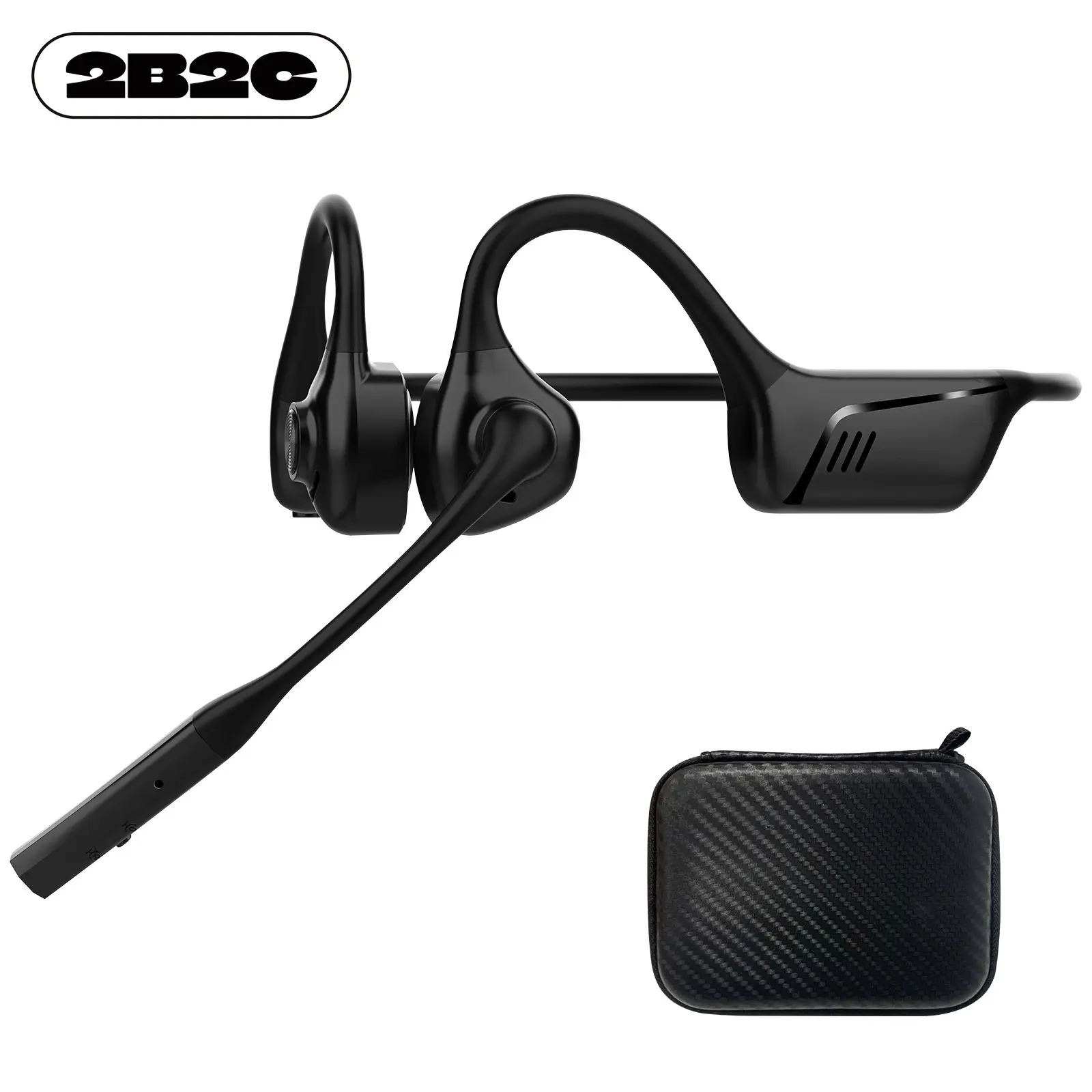 2B2C [Upgrade] LK02 Open Air Conduction Wireless Bluetooth Headset with Microphone, Ultra Standby 40 Hours, Bluetooth 5.1/Silent Function/AptX-HD/LL, for online meeting/Long-distance driving