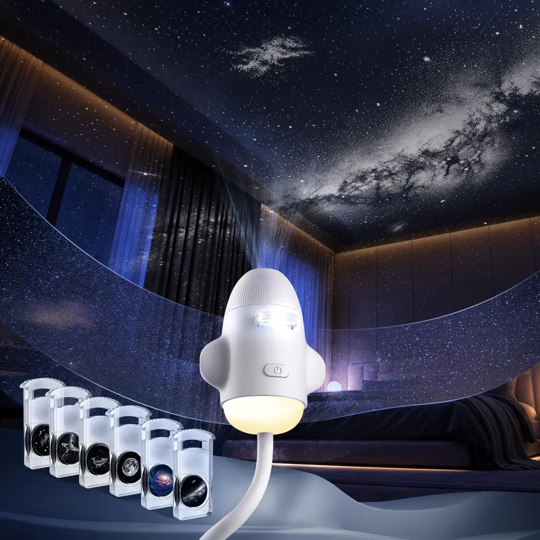3-in-1 Galaxy Projector Night Light, 6 Interchangeable Star Slides LED Space Lamp, Rotating Nebula Starry Sky Projector for Bedroom, Gaming Room Decor, Kids Room, Dorm Room, Birthday Christmas Gift for Kids Teens Adults