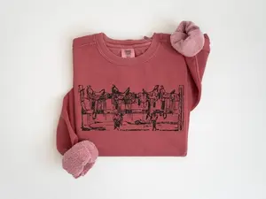 [Sale Off Up To 50%] Western Vintage Style Saddle Sweatshirt, Cowgirl Black And White Graphic Crewneck, Country Horse Sweater, Comfort Colors Sweatshirt