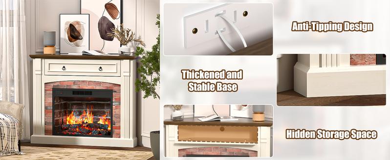 Spurgehom Modern Electric Fireplace in a Classic Wood Mantel: 4Corner TV Stand with Remote Control, Adjustable Realistic Flames, and an Efficient Heating System for Your Living Room Spurgehom Modern Electric Fireplace in a Classic Wood Mantel: 4Corner TV Stand with Remote Control, Adjustable Realistic Flames, and an Efficient Heating System for Your Living Room