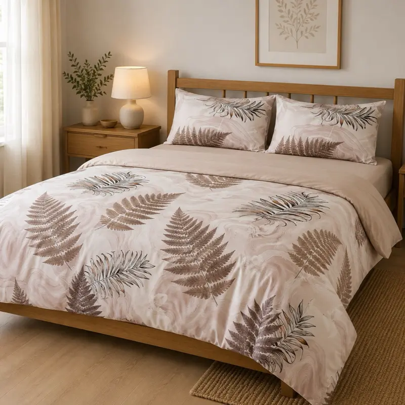 XAIVORA 5-Pieces Queen Bedding Set, 100% Polyester Microfiber Duvet Cover Set with Fitted Sheet, Floral Brown & Cream