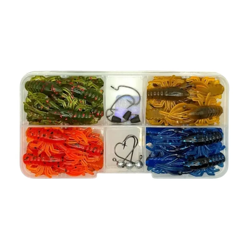 50 Piece - 1.5” EVO Craw Kit Artificial Fishing Lure Kit for Panfish, Crappie, Bass, Perch, Trout. Soft Plastic Fishing Bait - MADE IN USA