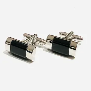 MENDEPOT Black Fiber Optic Stone Cufflinks Men Birthday Wedding Gift