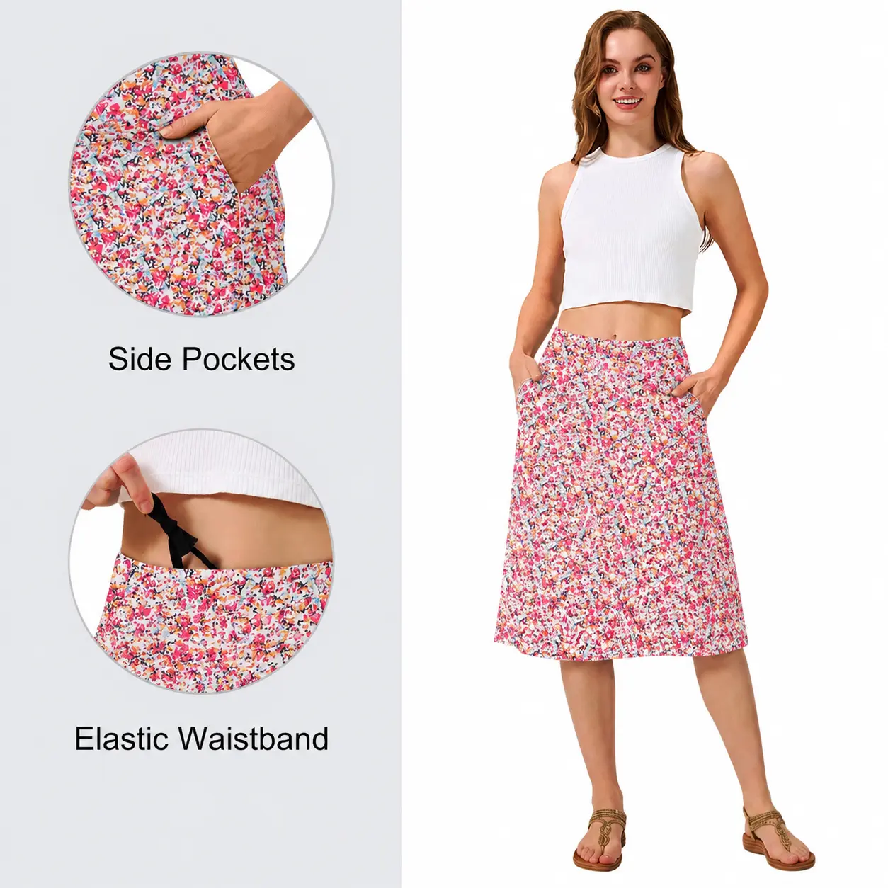 Beroy: Women's 24" Golf Skirts Knee Length Skorts Athletic Long Active Casual Pockets (Available in Plus)
