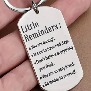 Stainless Steel Keychain with 'small Reminder' Engraving, Perfect Gift for Birthday, Christmas, Valentine's Day, Durable Rectangular Shield Design