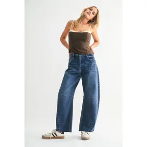 Just Black Denim • Barrel Jean With Seams - Dark Denim