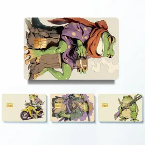 Cartoon Frog Pattern Credit Card Skin Sticker, 4 Counts/set Thin Waterproof & Scratch Resistant Credit Card Decorative Sticker, Personalized Bank Card Skin Protector