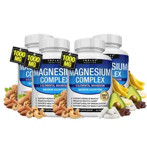 Toplux Magnesium Complex Healthcare Supplement - 8 Essential Bioavailable Magnesium Forms, 100mg Per Serving, Daily Support for Muscle & Sleep Bathroom Fitness Edible Edible