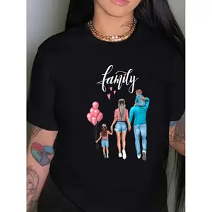 Family Outfits, Gifts, Targeted Styles, New Women'S Round-Neck Casual Sports T-Shirts for All Seasons, Carnival Clothing for Women, And Matching Parent- Outfits