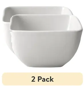 (2 pack) Cream Square-Shaped Stoneware Cereal Bowl