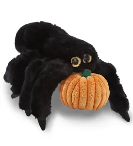 PLUSH PUMPKIN - SUPER SOFT PLUSH - BLACK SPIDER