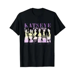 🎤[graphic tee][100% Cotton] KATSEYE Black T-Shirt With Group Portrait & Purple Text – Fan Concert Streetwear Tee, K-Pop Inspired Unisex Oversized Crewneck Casual Top, Music Fan Gift Shirt USA Victory t-shirt