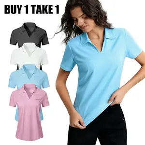 Women’s Casual V Neck Golf & Tennis Top Breathable Everyday Wear Black Friday Christmas tight tee gold  zipper  jacket