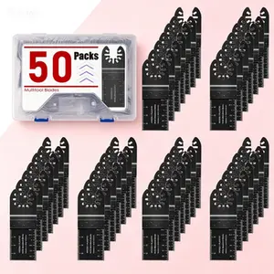 50-Piece Oscillating Tool Blades Kit Multi-Tool Saw Blades Set Compatible with Major Power Tool Brands Durable Carbide Edge for Wood Cutting Versatile Accessories
