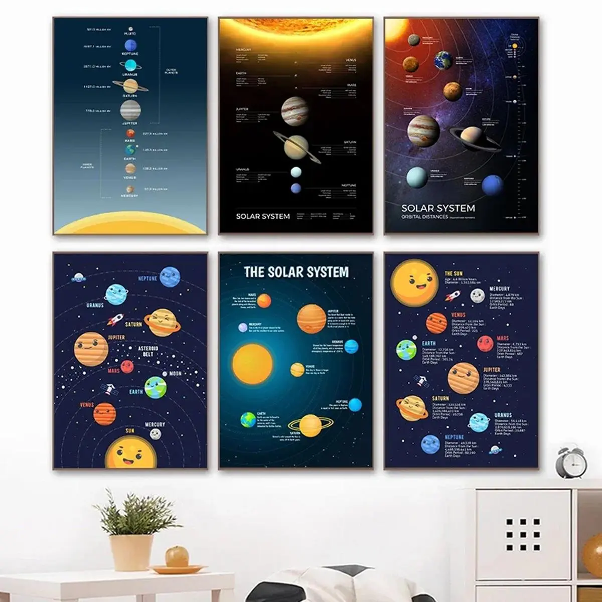 Solar System Planet Map Unframed Poster, Unframed Art Print, Graphic Prints, Space Planet Map Wall Art, Space Theme Design, Aesthetic Wall Decor, Wall Decor for Home Living Room Bedroom Study Room, Ornaments
