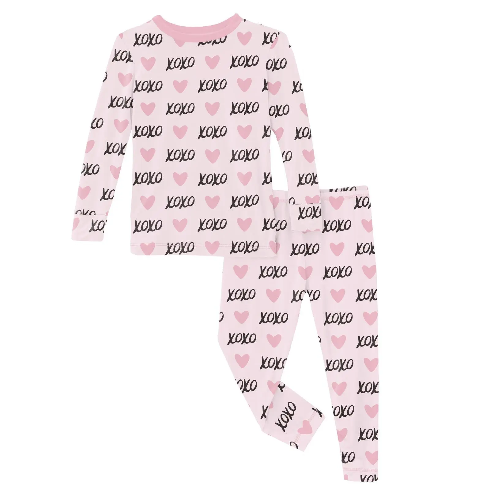 Print Long Sleeve Pajama Set in Shrinking Violet XOXO
