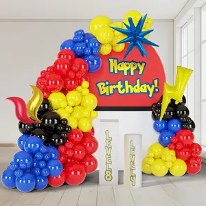 Red Blue Yellow Balloon Arch Kit 148pcs Lightning Star Gaming Party Decor