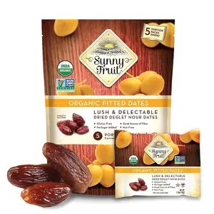 Sunny Fruit Organic Dried Pitted Deglet Nour Dates - 1 Bag (5 Individual Portion Packs) | No Preservatives, No Sugar Added | Healthy, Convenient Superfood Snack Packs | ORGANIC, NON-GMO, HALAL, KOSHER