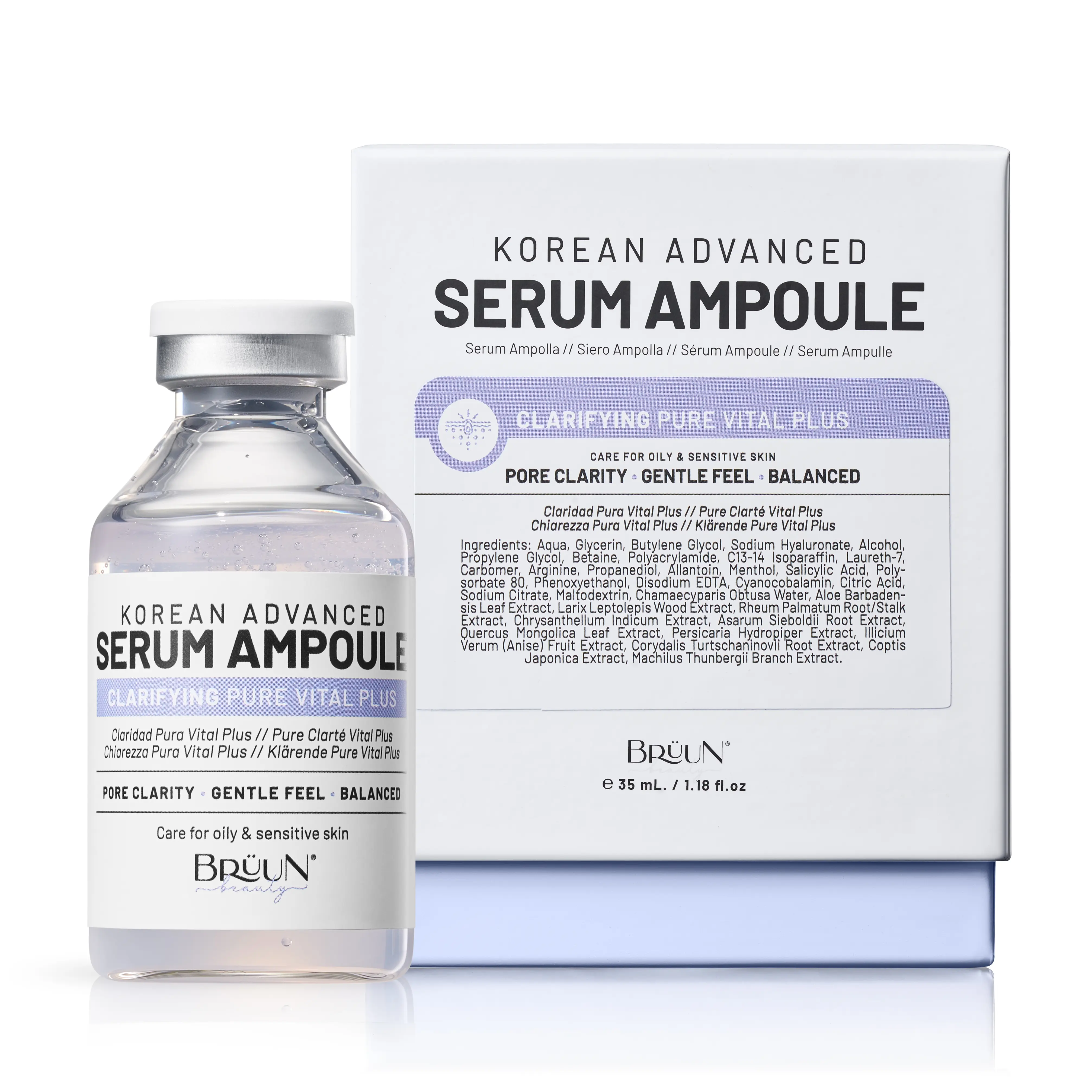 BRÜUN AC - Control Clear and Pure Vita Plus Ampoule - Micro Needling Korean Booster for Face and Body to Use with and without Derma Pen Microneedling Skin Care Serum 1.18 oz Acne Pore-Minimizing Treatment