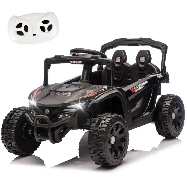 Unisex 24V 2-Seater Kids All-Terrain Ride-On UTV - Polypropylene Off-Road Electric Buggy, 80W×2 Dual Motors, 2.4G Parental Remote, 4-Wheel Suspension, LED Lights, Bluetooth Music, Anti-Collision Bar, Birthday Outdoor Toy for Kids Ages 3-5