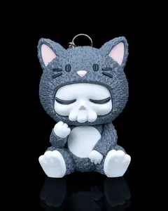 Whispurr the Skubbie – 3D Printed Cute Cat Skeleton Keychain | Collectible Skubbie Figurine for Goth & Kawaii Fans