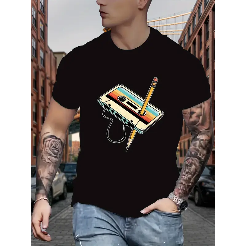 Men's Graphic Streetwear T-Shirt in 200g Combed Cotton, Casual Boxy Cut, Breathable for Tropical Wear, USA-Made
