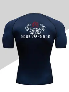 Men's Dragon Print Compression T-Shirt, Quick-Dry Breathable Stretch Fabric, Tight-Fitting Short Sleeve Top for Fitness and Outdoor Activities