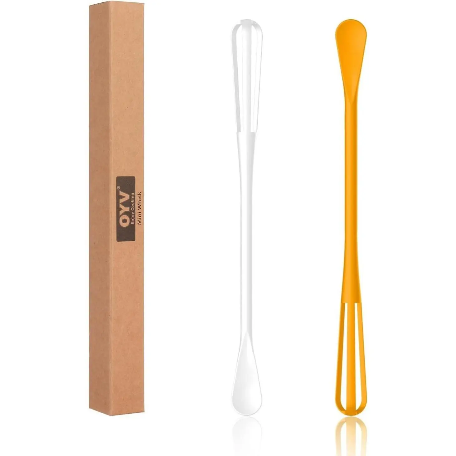 Premium Mini Whisk and Spoon Set - 8.5 in Multi-Function Whisks for Cooking, BPA Free, Flexible & Durable, Ergonomic Handle, Compact Storage, 2 Pieces