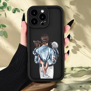 Mother And Child Design A Perfect Present for Mother'S Day TPU Case Suitable for a variety of iPhone models, from Iphone 17 series to Iphone 11 series, and Iphone x series Straight Edge Drop-Resistant Rugged Durable Cover Shell Gift 2D printing