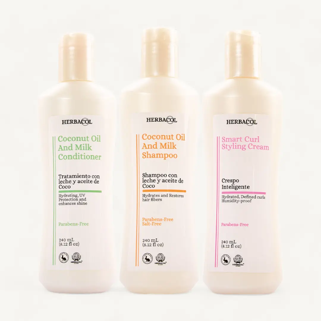 Herbacol Perfect Curls Kit  Coconut Milk & Oil, Conditioner and Leave in Treatment