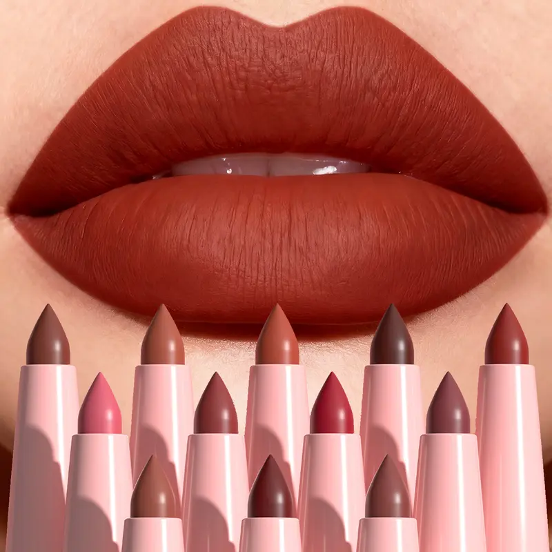 6Pcs Velvet Rotating Lipstick Pencil Makeup Set Smooth Long Lasting Lip Glossy Waterproof Easy To Apply Lip Tint Suitable For Beginners To Use Cosmetic