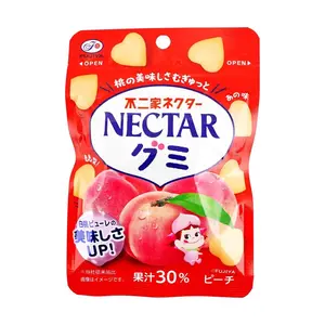 FUJIYA NECTAR Peach Gummy Candy - 30% Real Fruit Juice, Heart Shape, Japanese Snack, 48g