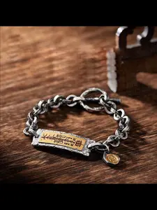 New Trendy Five-Luck God Hand Chain Bracelet for Men, Ethnic Pattern Casual Jewelry, Copper Material, All Seasons Accessory