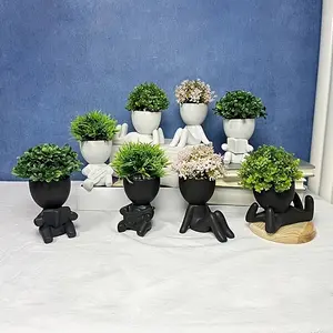 4 creative humanoid flower pots, no plants, no plants.Accessories for rooms, bathrooms, home tabletops - the perfect humorous gift choice