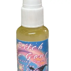 B*tch Be Gone Smudging Spray for Negative Energy Removal with Moon Water Aromatic Oils & Herbs Full Moon Elixir & Crystals