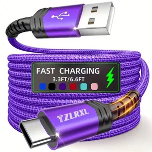 USB-C Braided Fast Charging Data Cable, Type C Charging Compatible with Samsung Oneplus Xiaomi, Supports Data Transfer and Charging, Available in 100.58cm and 201.17cm Lengths