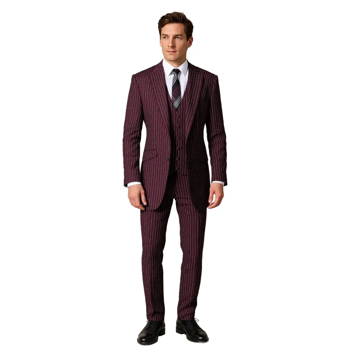 Luxurious Men's 3-Pieces Gangster Stripe Suit Assorted Colors