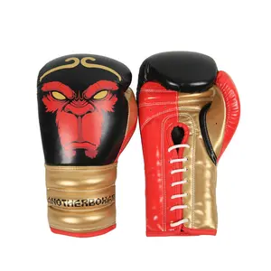 Lace-Up Leather Boxing Gloves for Men & Women, Heavy Duty Training Equipment for Kickboxing, Thai Boxing and Punch Pad Workouts