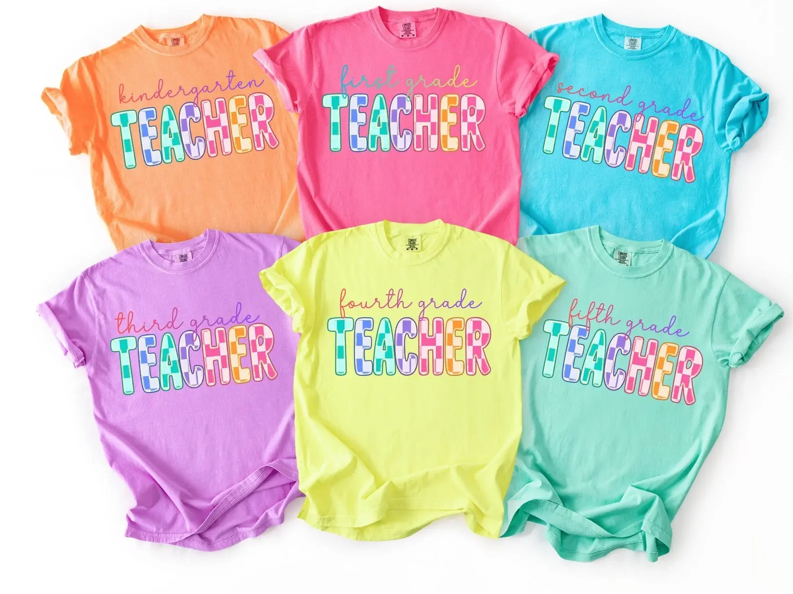 Comfort Colors Grade Level Teacher Shirt, Neon Tee, Back to School Teacher Shirt, Kindergarten 1st 2nd 3rd 4th 5th Grade