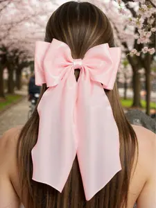 Elegant Bow Hair Clips, Large Mesh Wave Ribbon Spring Clips, School & College Hair Accessories, 2pcs Set