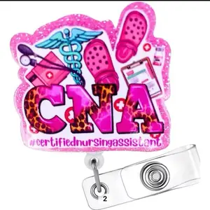 Pink Glitter Name Tag Badge