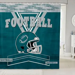 Football Shower Curtain, American Football Bathroom Curtain for Football Fan,Football City Fabric Shower Curtain