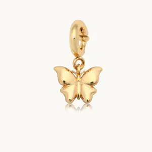 Little Words Project, Puffy Butterfly Charm, Multi-Use Jewelry Accessory, 14K Gold-Plated Brass, 0.3" Charm