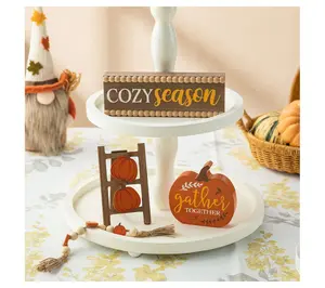 Glitzhome 10.75"L S/4 Fall Word Signs Tiered Tray Table Decor