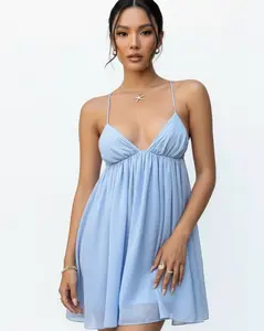 Backless Criss-Cross Cami Dress | Sky Blue Babydoll Mini Dress